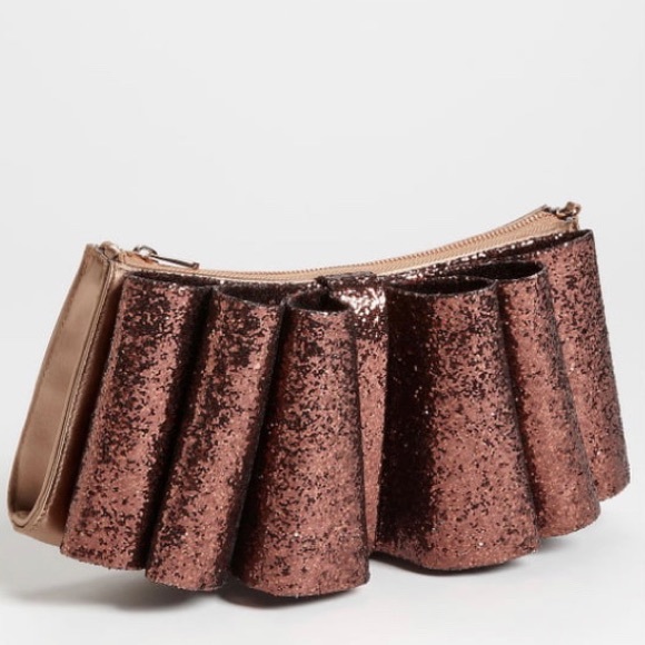 bronze glitter clutch bag